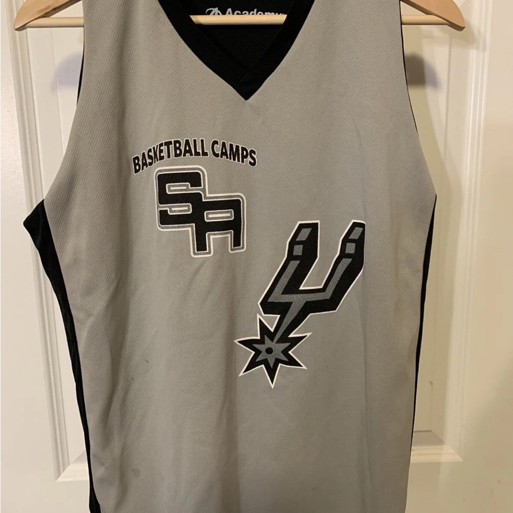 San Antonio Spurs Camps Jersey Youth Sz L Black Silver Reversible - Picture 7 of 9